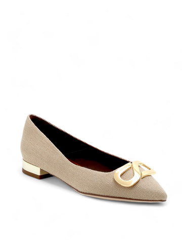 Canvas Tone Pointed Ballerina Flats